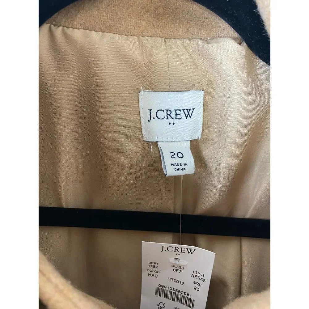 NWT J. CREW COAT CITY WOOL CAMEL TAN PREPPY MINIMALIST QUIET LUXURY OLD MONEY
